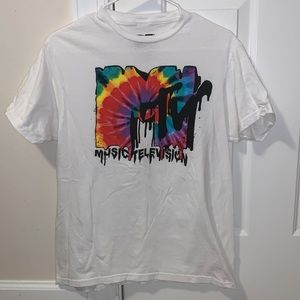 MTV rainbow tie dye drip logo graphic t-shirt